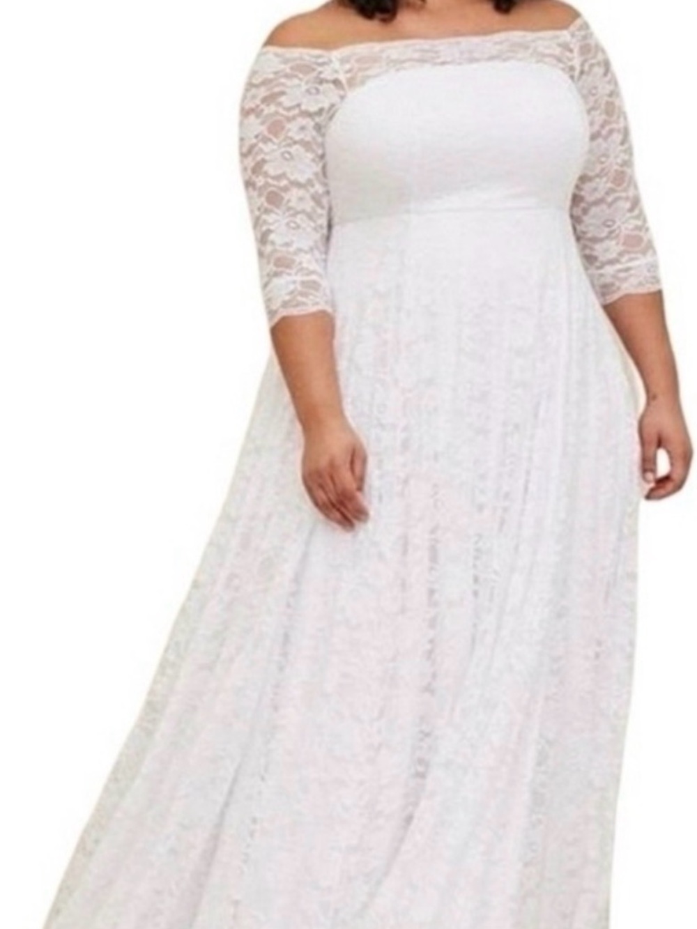torrid White Off-Shoulder Lace Maxi Dress